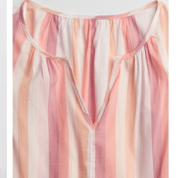 NWT GAP Sleeveless Peplum Top Boho Orange/Pink Multi Stripe Large Cotton/Rayon - Picture 4 of 5
